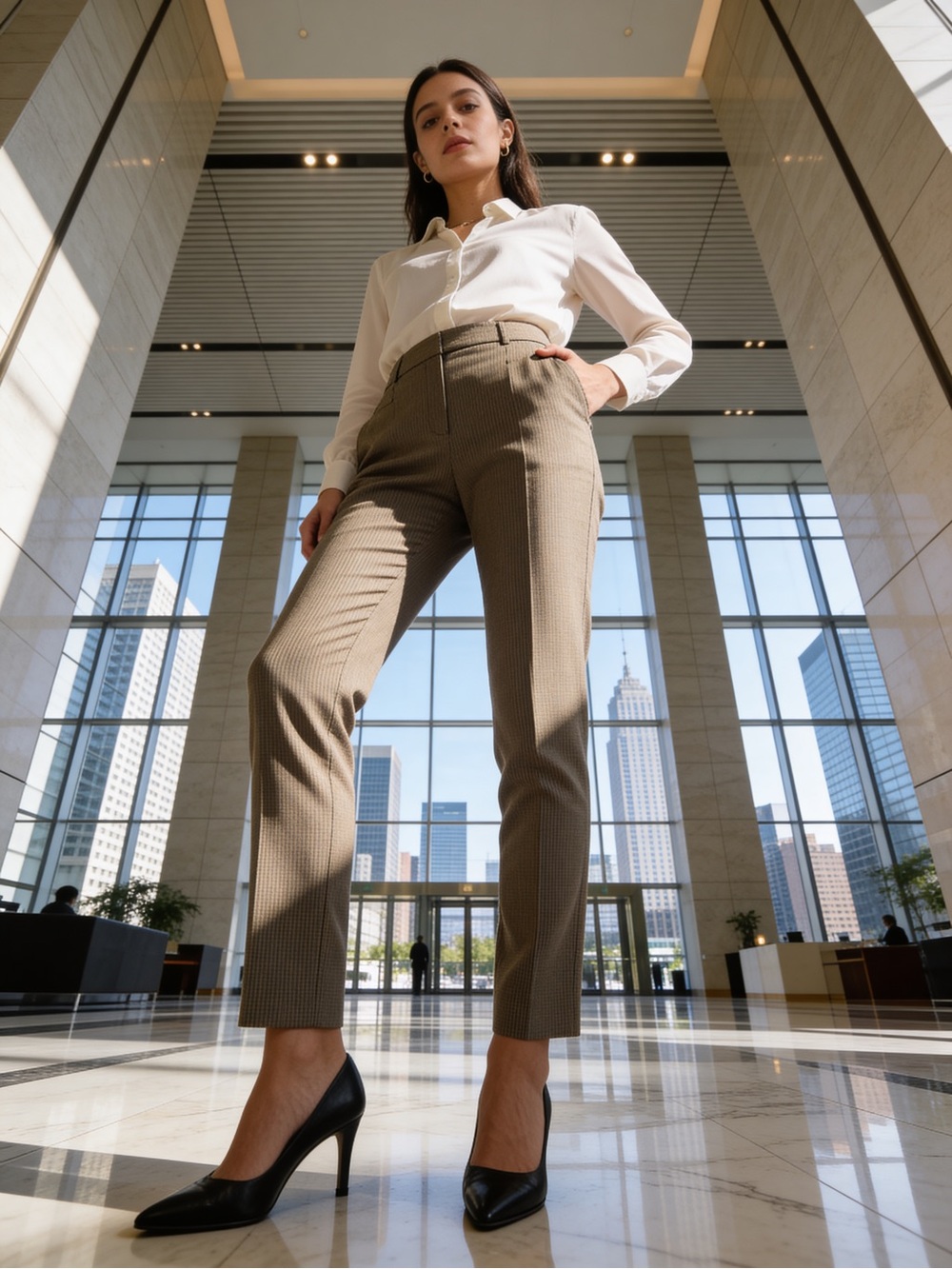 Banana Republic Sloan Ankle Pants Brown Check Size 2 Stretch Career